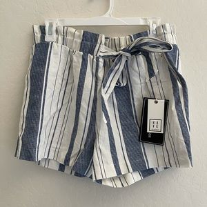 Large Blue & White Striped Summer Shorts
